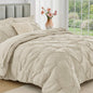 JOLLYVOGUE Queen Comforter Set 7 Pieces - Bed in a Bag Queen for All Season, Pintuck Bedding Comforter Sets with Comforter, Flat Sheet, Fitted Sheet and Pillowcases & Shams, Pink