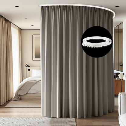 Room Divider Ceiling Mounted Curtains Track Sets Extra Wide Blackout Curtain Flexible Tracks for Bedroom Privacy Partition Separator, 1 Panel Black Drape and White Rail, W8.3 x H8ft