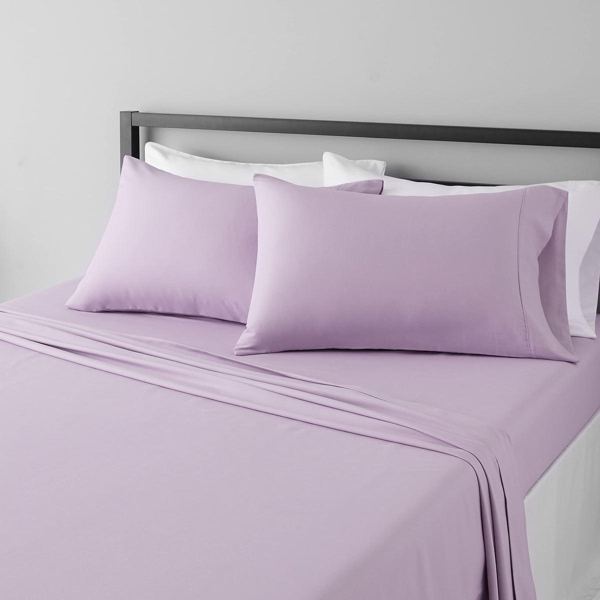Amazon Basics Lightweight Super Soft Easy Care Breathable Microfiber 4 Piece Bed Sheets Set with 14-Inch Deep Pockets, Full, Navy Blue, Solid