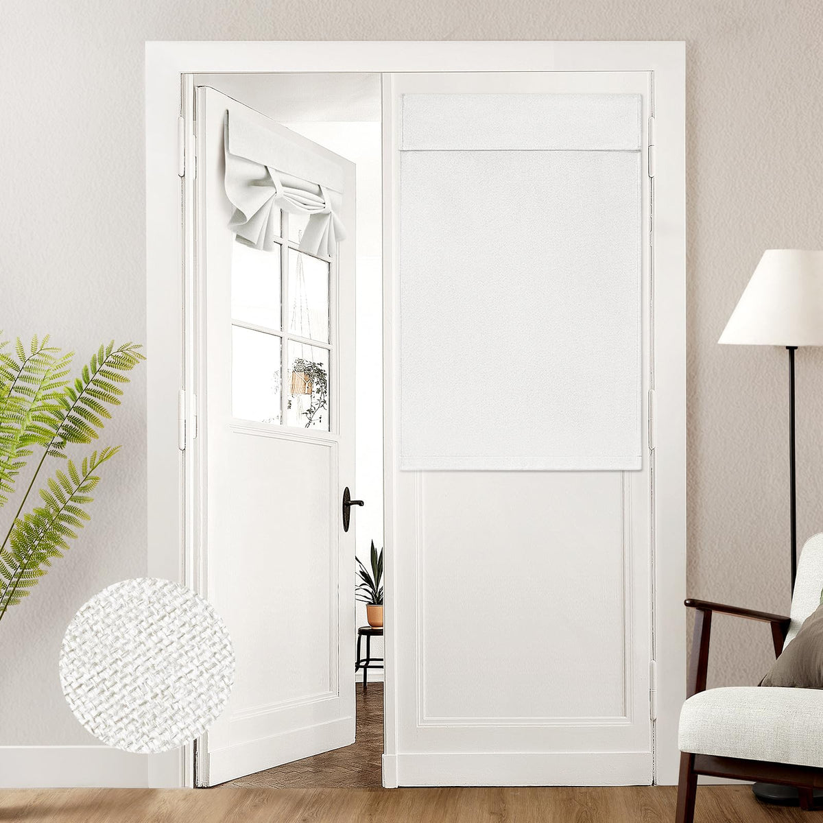HOMEIDEAS 100% Blackout Linen Door Curtains for French Door 26x68 Inch