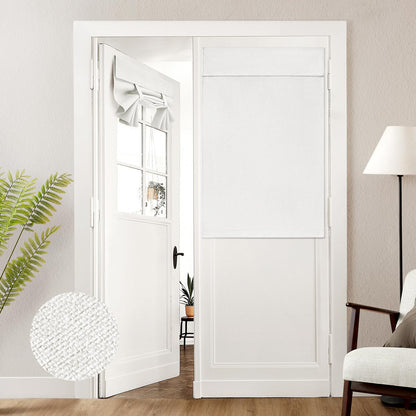 HOMEIDEAS 100% Blackout Linen Door Curtains for French Door 26x68 Inch