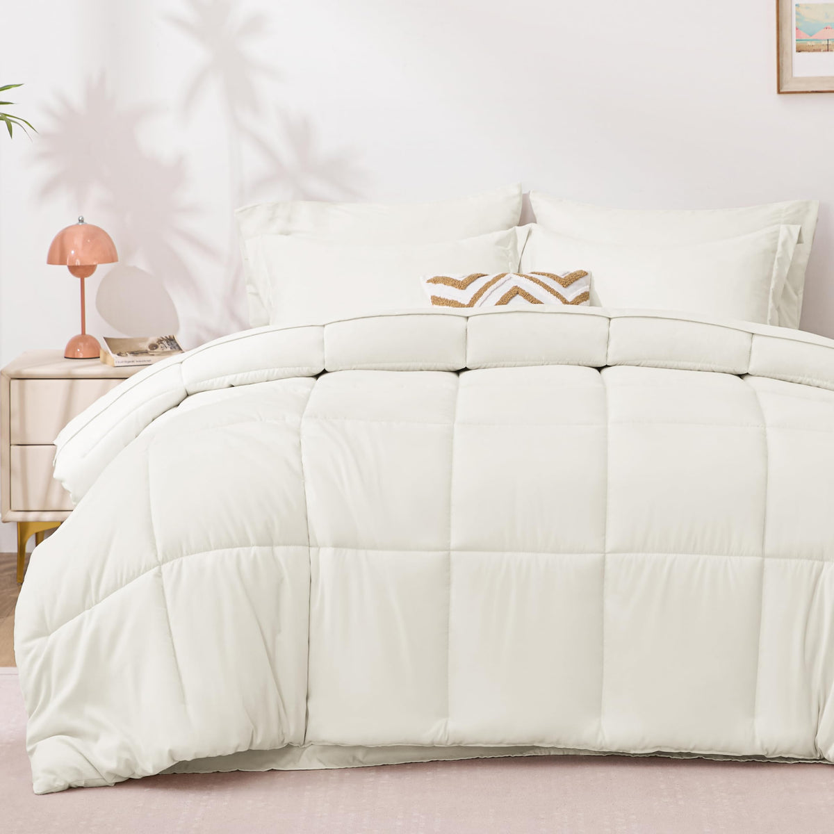 Love's cabin Queen Comforter Set, 7 Pieces Bed in a Bag, Black