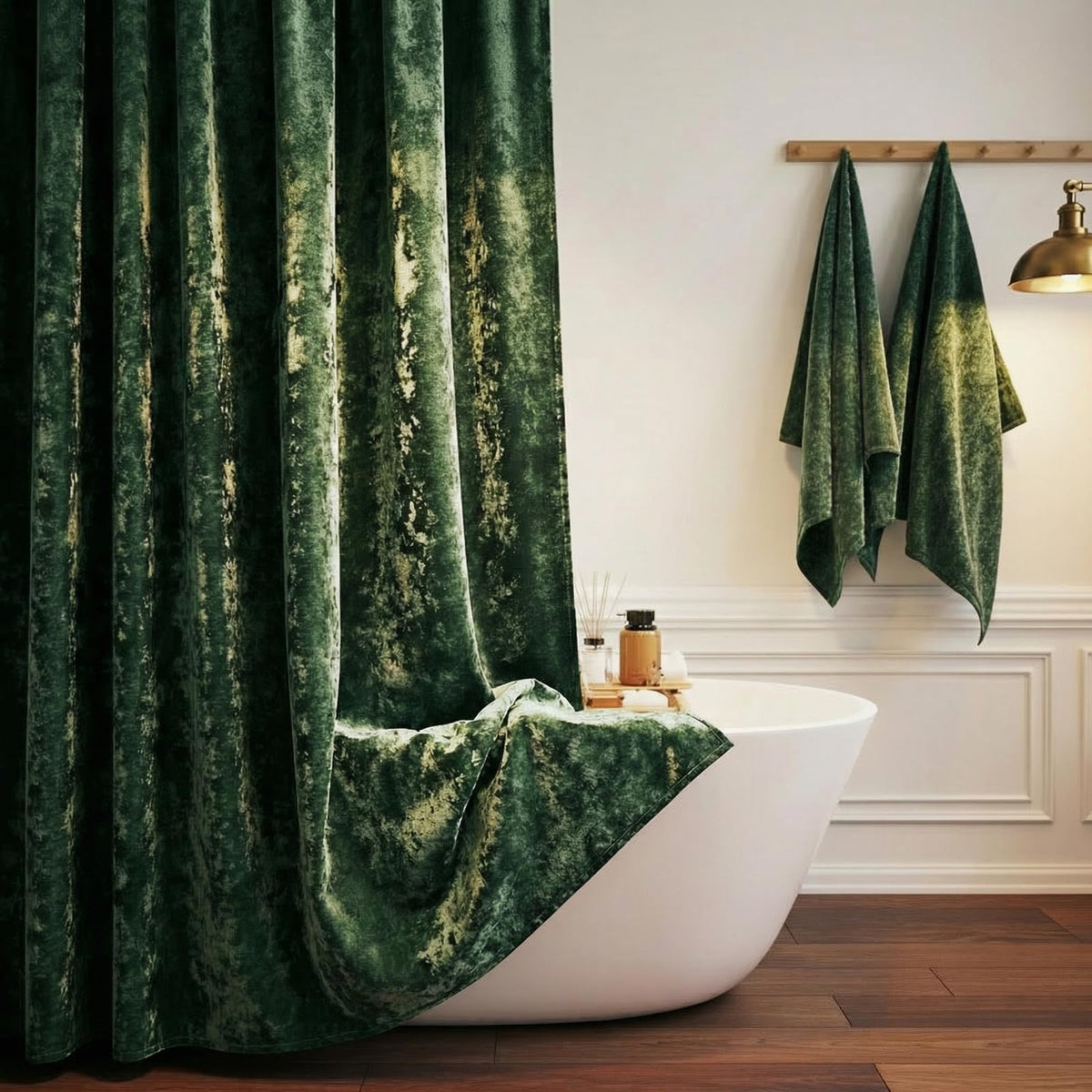 TAMGHO Crushed Velvet Shower Curtain, Marron Red, 72 x 72