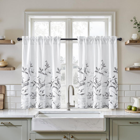 HOMEIDEAS Kitchen Curtains, Short Non-See-Through Privacy Curtains 30"X36"