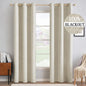 MIULEE 100% Blackout Linen Curtains for Bedroom 52x84 Inches Natural Beige