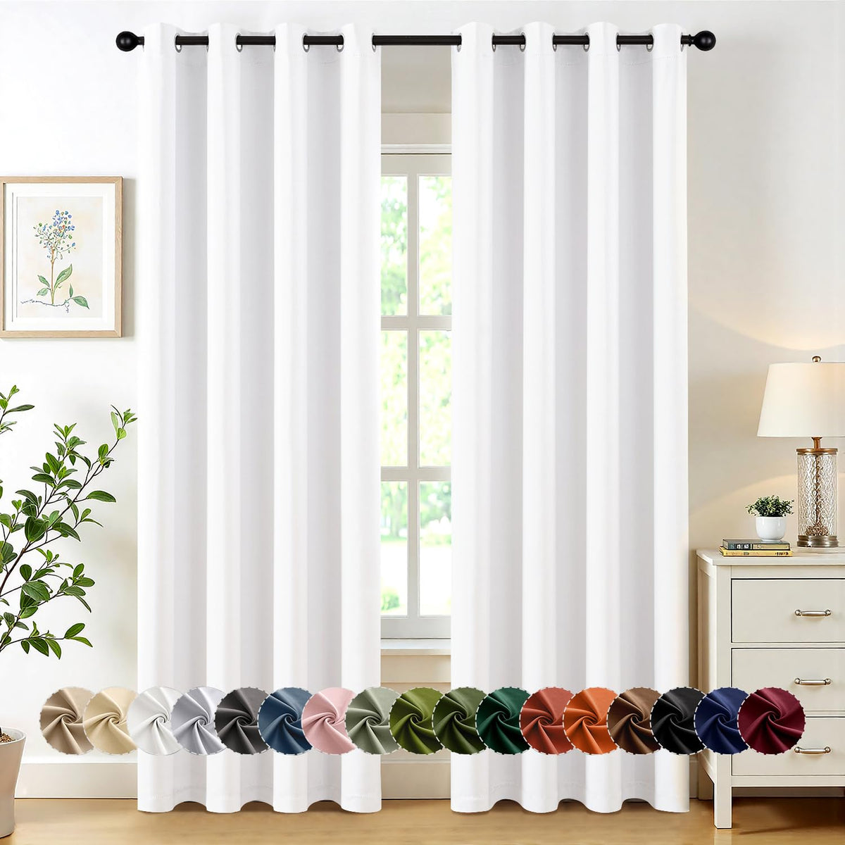 MIULEE Blackout Curtains for Bedroom 2 Panels 40 x 63 Inch Long Black