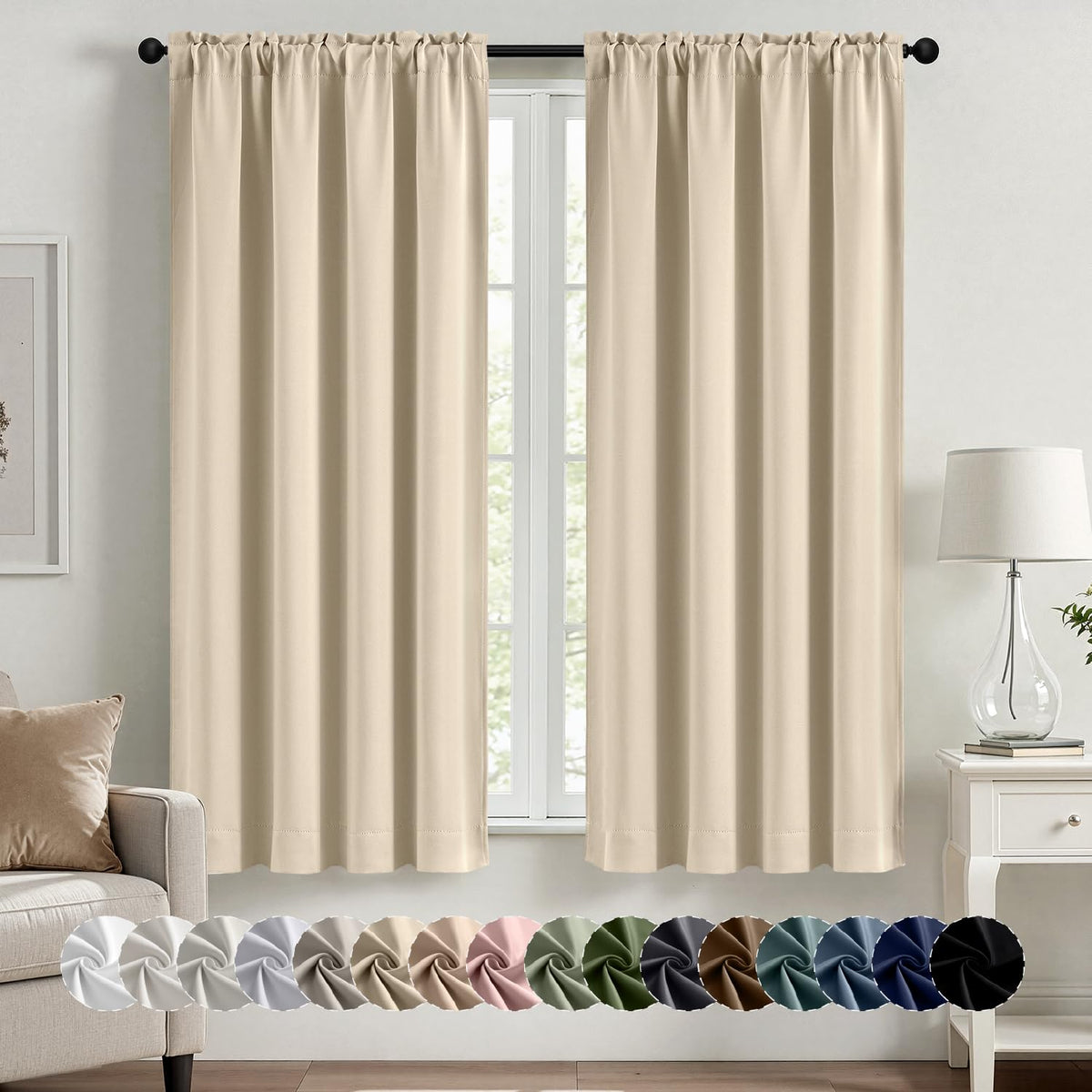 MIULEE Halloween Black Blackout Curtains for Bedroom Room 40"x63" 2 Panels