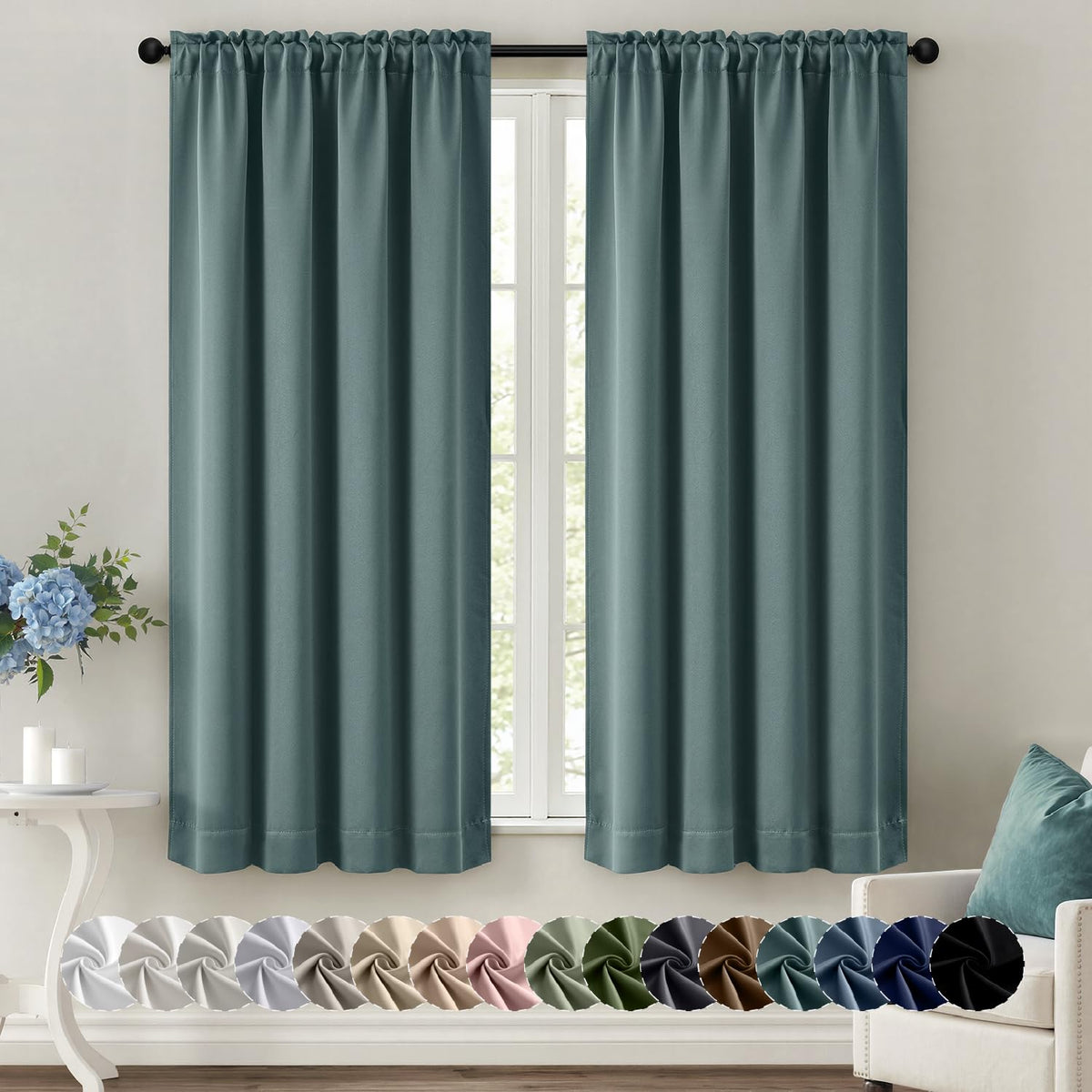 MIULEE Halloween Black Blackout Curtains for Bedroom Room 40"x63" 2 Panels