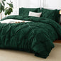 CozyLux Queen Comforter Set Black, 7 Pieces Pintuck Bed in a Bag
