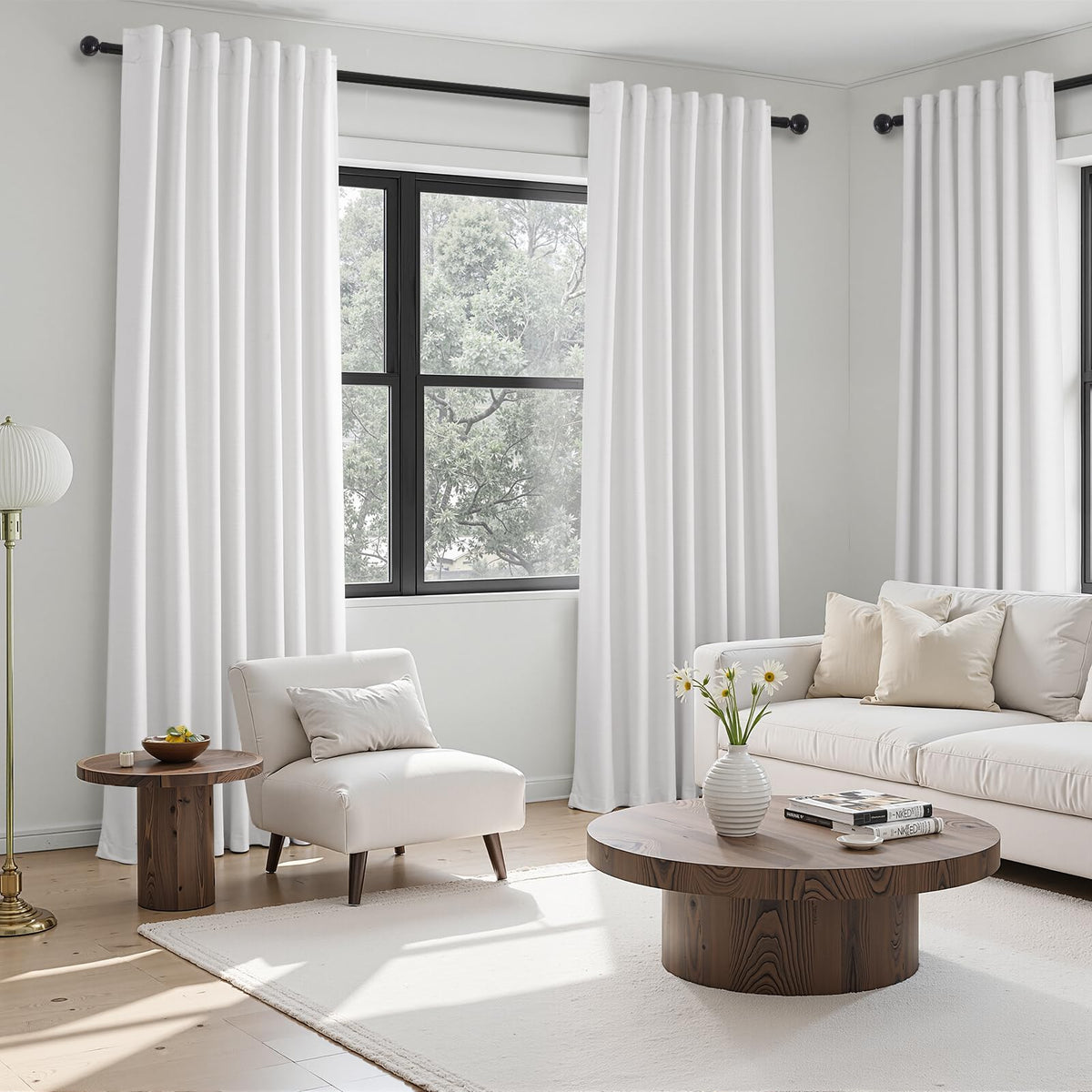 Topfinel Cream Linen Blackout Curtains 84 Inch Long for Bedroom Living Room, Ivory Pinch Pleat Back Tab Full Blackout Drapes Farmhouse Boho Curtains for Window, White Neutral Curtains 52" X 84" 7 FT