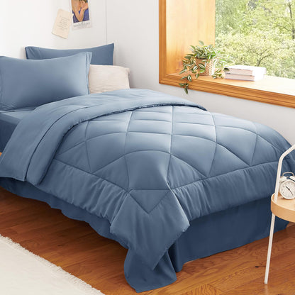 CozyLux Queen Comforter Set 88"x88" Dark Grey - 7 Piece Bed in a Bag