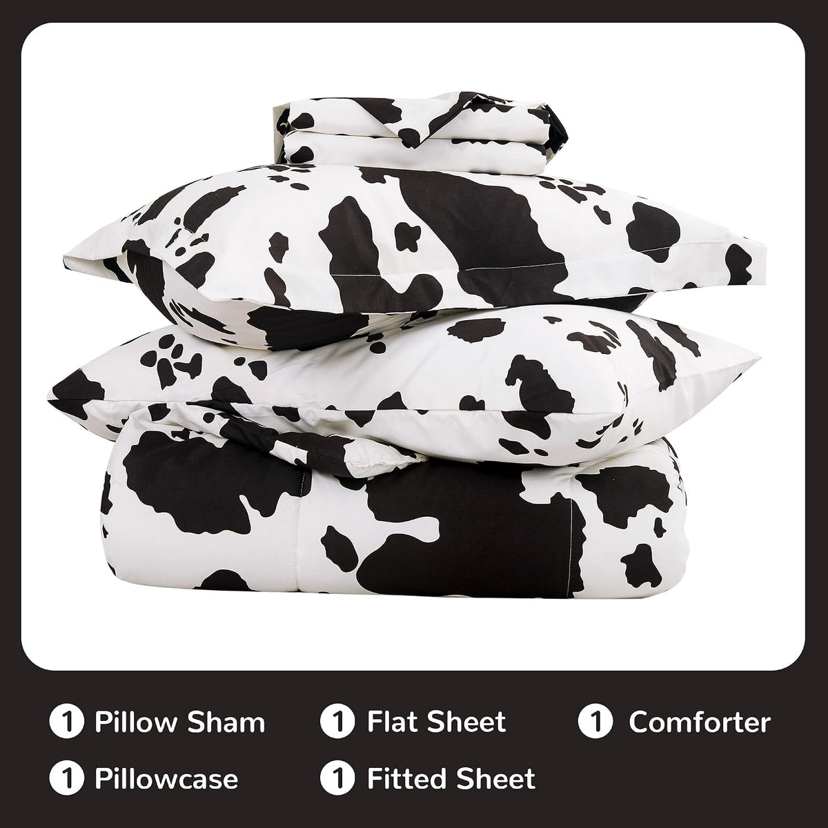 Viviland Kids Twin Bedding Sets, Boys Comforter, Cow Print