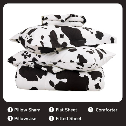 Viviland Kids Twin Bedding Sets, Boys Comforter, Cow Print
