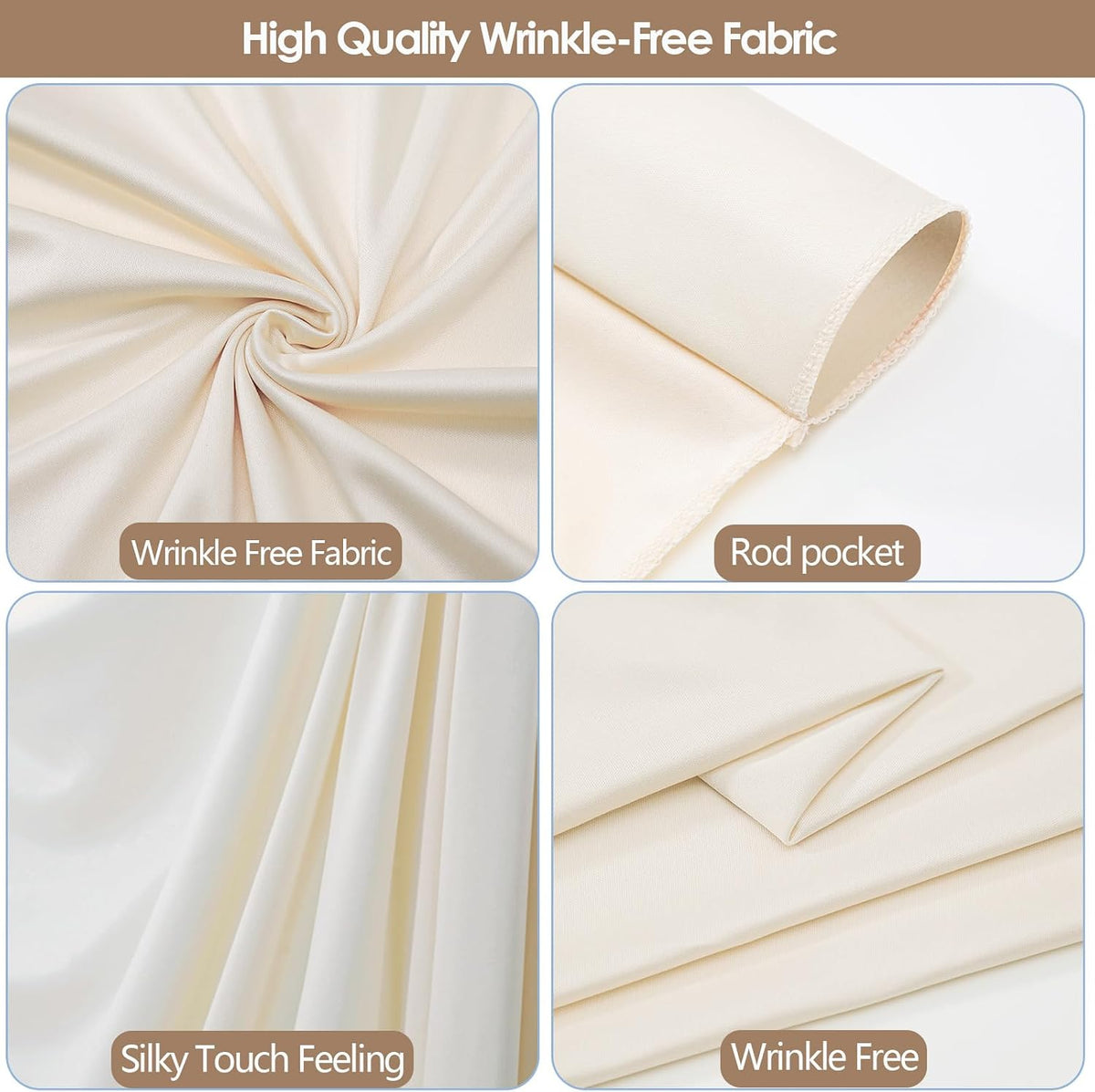 10x10ft Wrinkle Free Ivory Backdrop Curtain for Parties Soft Fabric Drapes Wedding Ivory Curtain Backdrop for Birthday Party Decorations Background for Photography 5x10ft,2 Panels