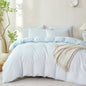 Comforter Queen Set Grid Black 100% Soft Washed Microfiber Jacquard 3 Pieces Grid Bedding Sets Grey White Comforter Queen for All Seasons and 2 Pillowcases Comfort Breathable