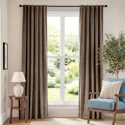 Lazzzy Blackout Curtains Thermal Insulated Curtains Room Window Drapes Super Soft Luxury Curtains for Living Room Bedroom Rod Pocket 2 Panels, 96 Inch Lined | Beige