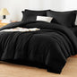 HIMEET Queen Comforter Set, 7-Piece Point-Quilted Bed in a Bag Dark Grey