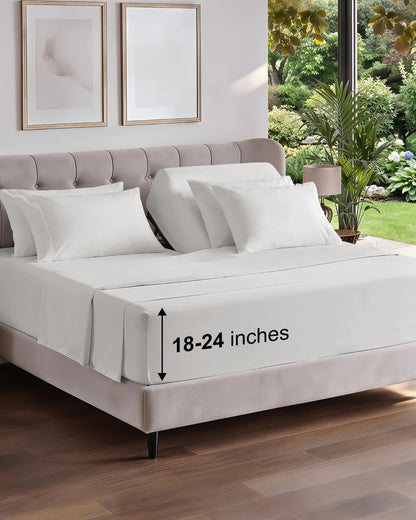 CGK Extra Deep King Sheet Set - 6pc Cooling Sheets - White