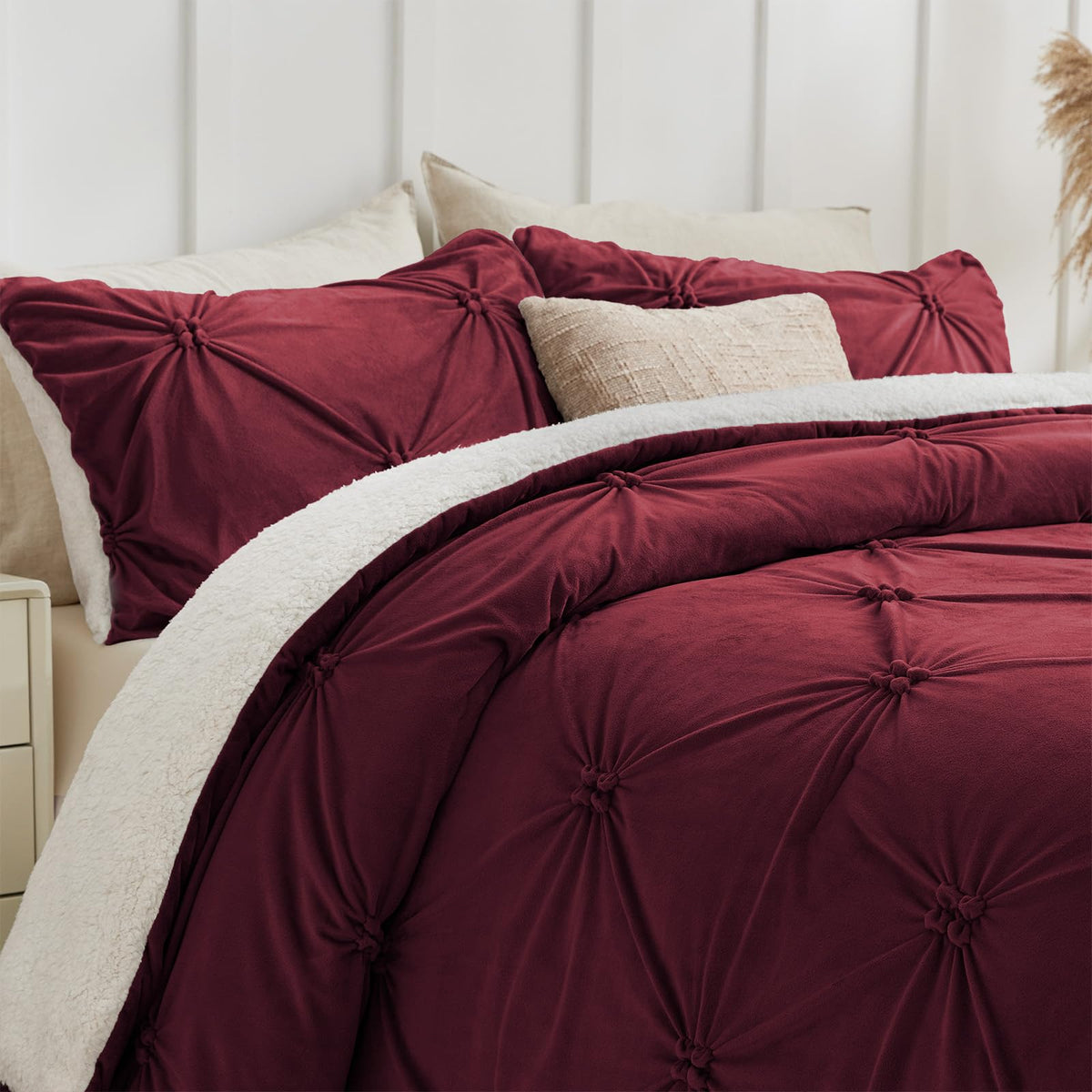 BEDELITE Fluffy Sherpa Queen Comforter Set,Grey