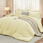 MUXHOMO Queen Comforter Set 7 Pieces, Soft Bed in a Bag, Olive Green