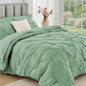 JOLLYVOGUE Queen Comforter Set 7 Pieces - Bed in a Bag Queen for All Season, Pintuck Bedding Comforter Sets with Comforter, Flat Sheet, Fitted Sheet and Pillowcases & Shams, Pink
