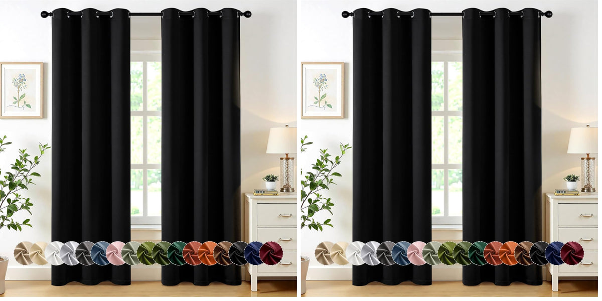 MIULEE Blackout Curtains for Bedroom 2 Panels 40 x 63 Inch Long Black