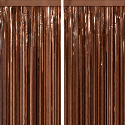 GCB 2Pack Black Metallic Tinsel Foil Fringe Curtain, Black Curtain Backdrop