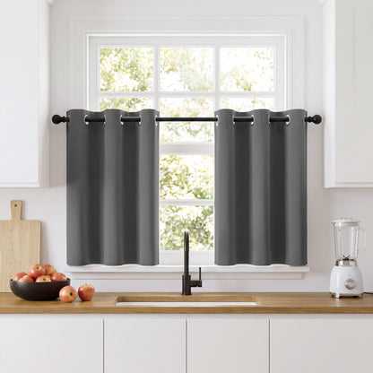 RYB HOME 100% Blackout Black Curtains for Bedroom Living Room 84 inch Long