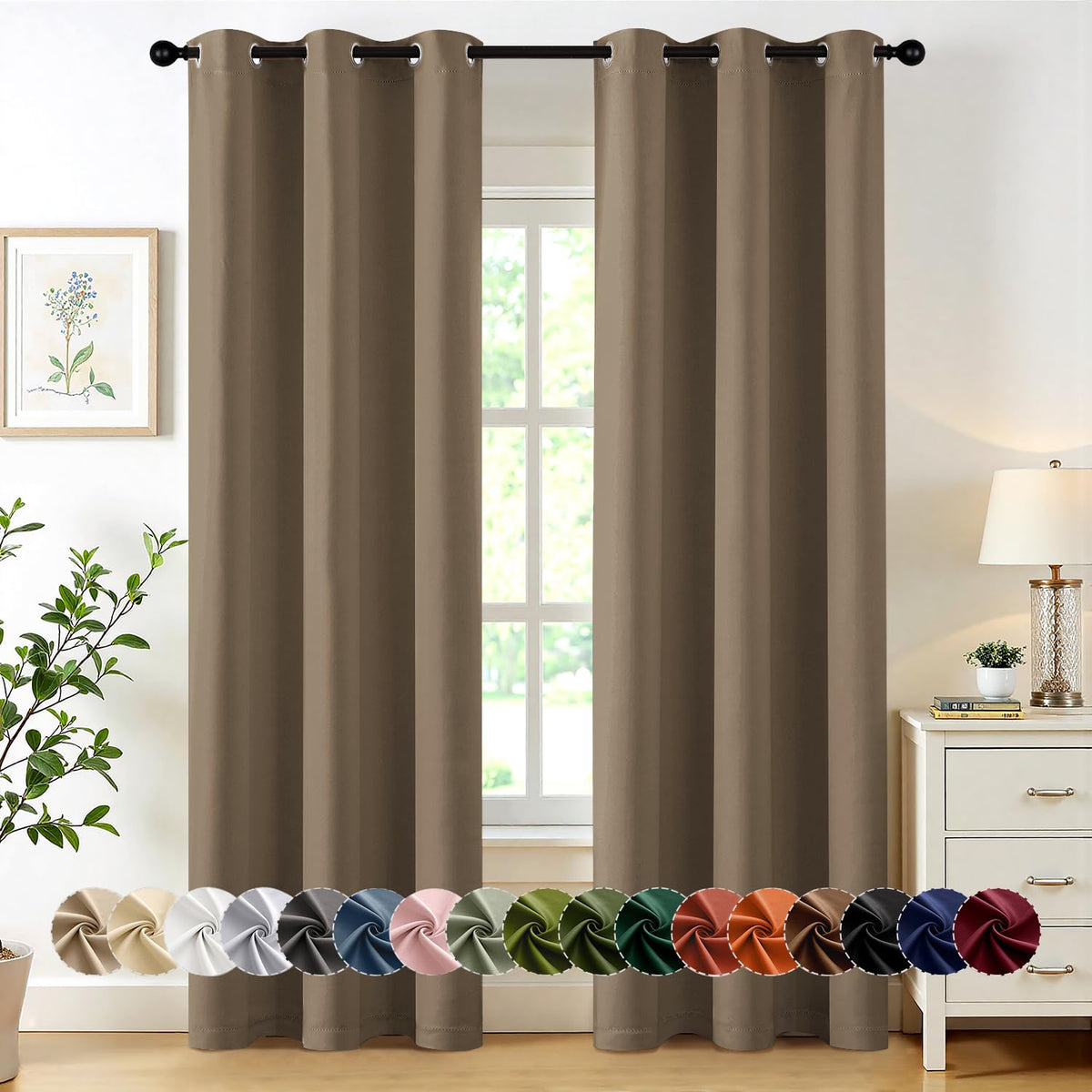 MIULEE Blackout Curtains for Bedroom 2 Panels 40 x 63 Inch Long Black