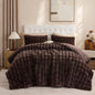YIKUSH Queen Faux Fur Soft Comforter Set, Fluffy Linen Rabbit Fur Comforter