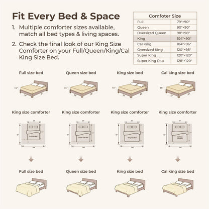 Litanika King Size Comforter Set, 3 Pieces Beige Tufted Boho Bedding Set