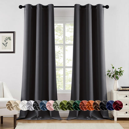 MIULEE Blackout Curtains for Bedroom 2 Panels 40 x 63 Inch Long Black