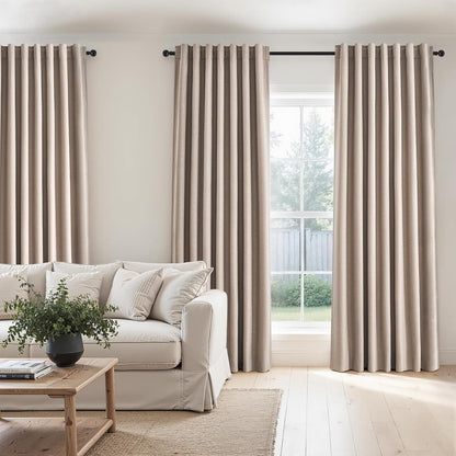 Topfinel Cream Linen Blackout Curtains 84 Inch Long for Bedroom Living Room, Ivory Pinch Pleat Back Tab Full Blackout Drapes Farmhouse Boho Curtains for Window, White Neutral Curtains 52" X 84" 7 FT