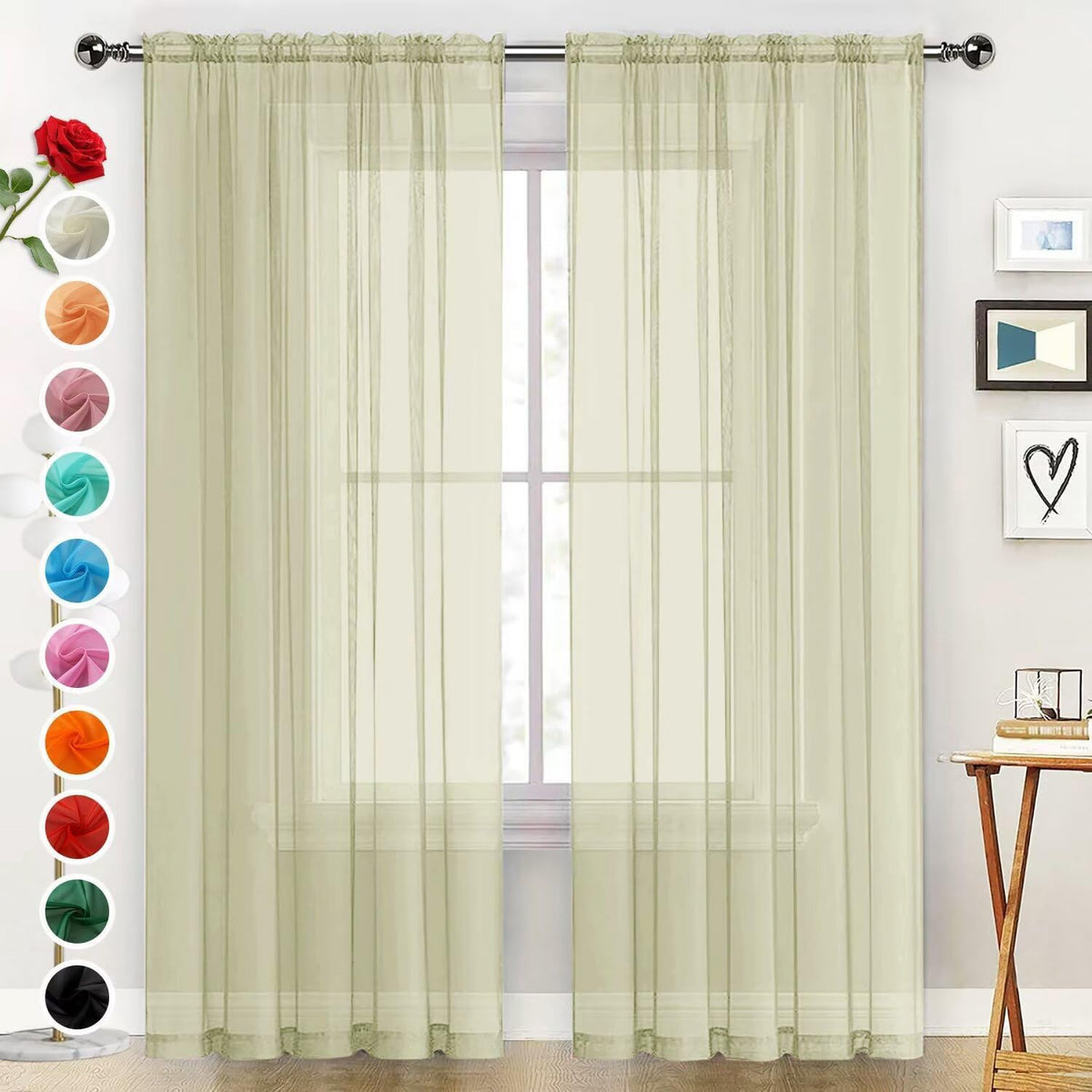 SpaceDresser Sheer Voile Curtains for Living Room 84 Inch Long 2 Panels