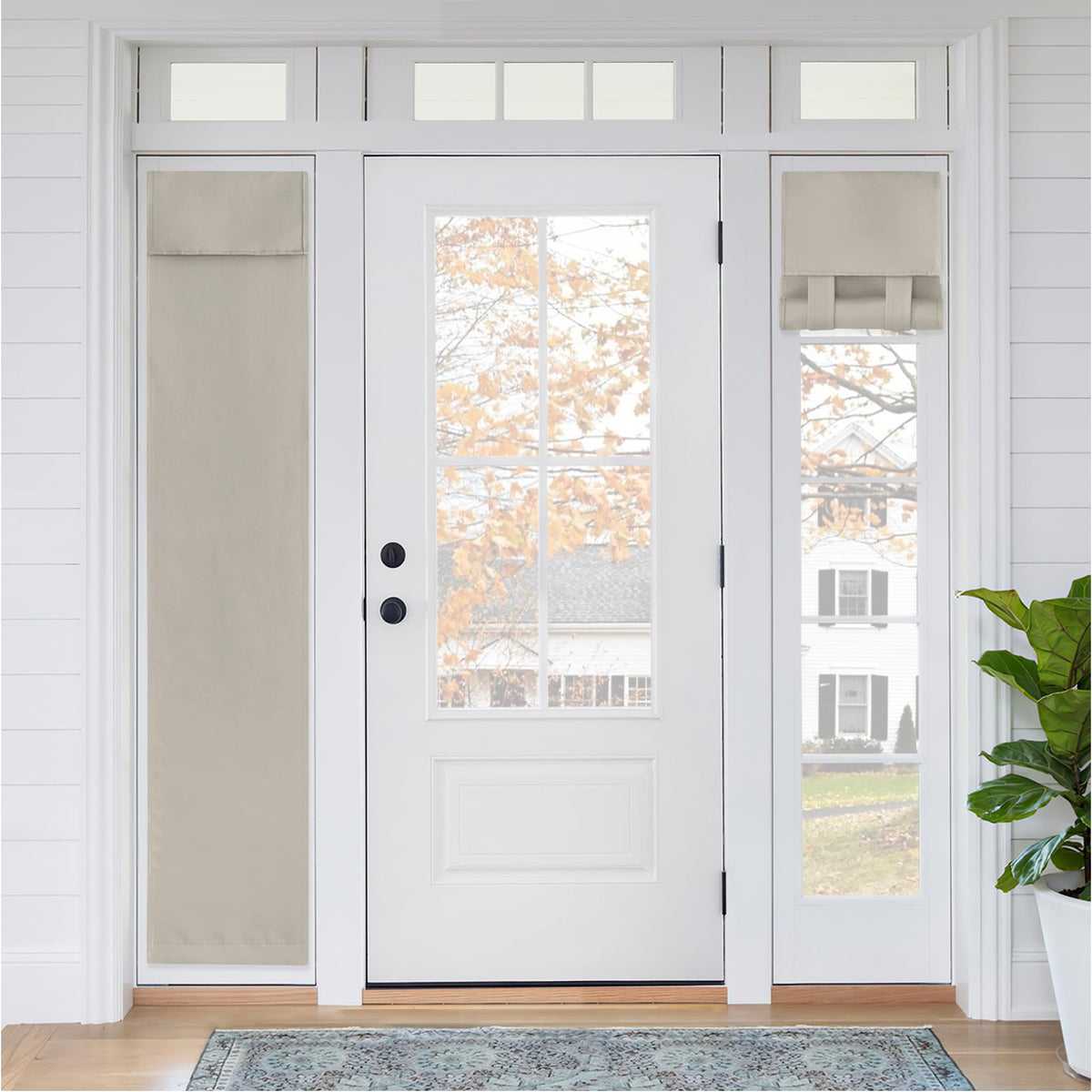 RYB HOME Blackout French Door Curtain, No Drill, W26 x L69, Black, 1 Panel