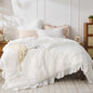 JOLLYVOGUE White Comforters Queen Size, 3 Pieces Ruffle Seersucker Queen Comforter Set for All Season, Lightweight Soft Shabby Chic Bedding Sets for Women（1 Comforter, 2 Pillowshams）