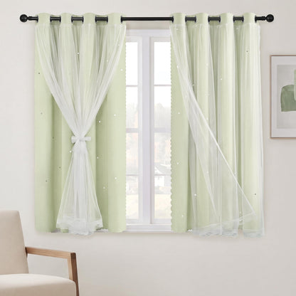 XiDi Blackout Curtains for Girls Bedroom Decor Pink Kids Rainbow Curtains
