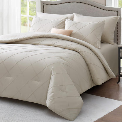 White Comforter Queen Set, All Season Diamond Bedding Sets 7 Pcs