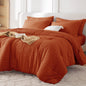 MUXHOMO Queen Comforter Set 7 Pieces, Seersucker Bed in a Bag, Beige