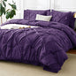 CozyLux Queen Comforter Set Black, 7 Pieces Pintuck Bed in a Bag