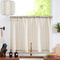 jinchan Linen Striped Tier Curtains for Kitchen Windows Green 26 x 24 inch