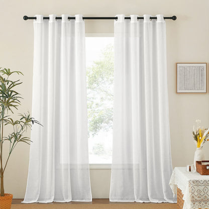 NICETOWN Semi Sheer Linen Ivory Curtains for Bedroom, W52xL84, 2 Panels