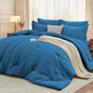 MUXHOMO Full Comforter Set 7 Pieces, Soft Bed in a Bag, Beige