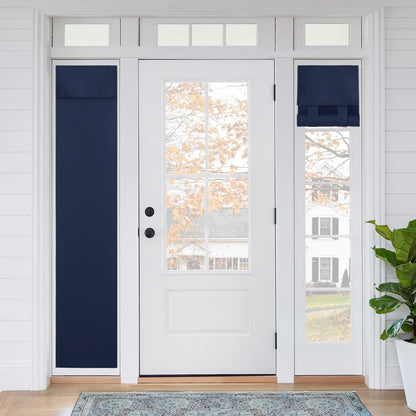 RYB HOME Blackout French Door Curtain, No Drill, W26 x L69, Black, 1 Panel