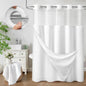 No Hook Shower Curtain with Liner Set Hotel Waffle Burgundy 72W X 75L