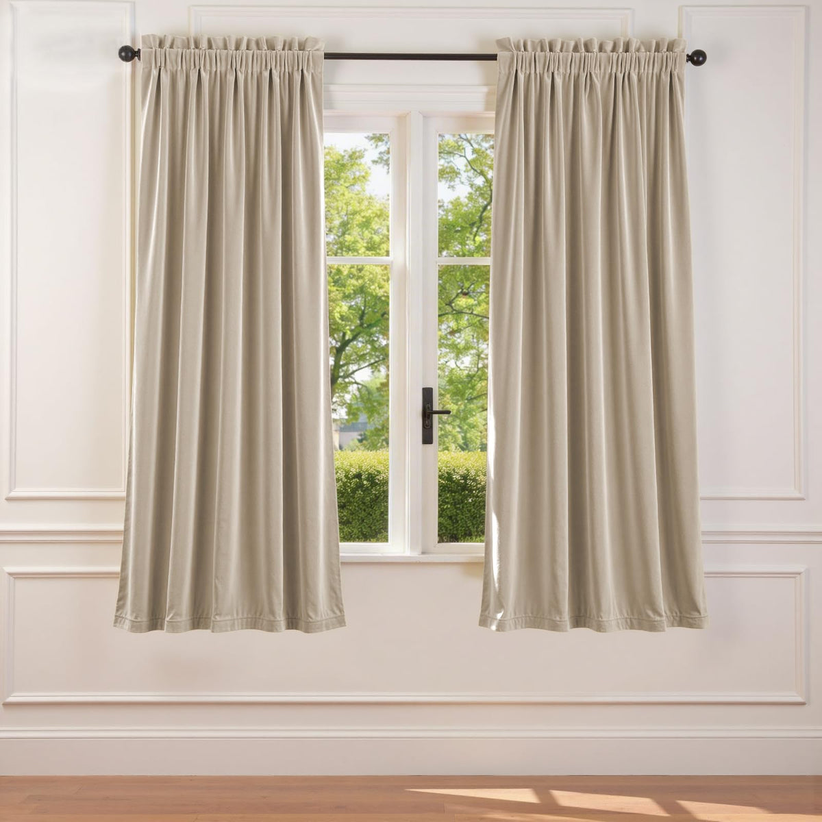 Lazzzy Blackout Curtains Thermal Insulated Curtains Room Window Drapes Super Soft Luxury Curtains for Living Room Bedroom Rod Pocket 2 Panels, 96 Inch Lined | Beige