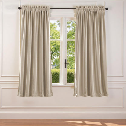 Lazzzy Blackout Curtains Thermal Insulated Curtains Room Window Drapes Super Soft Luxury Curtains for Living Room Bedroom Rod Pocket 2 Panels, 96 Inch Lined | Beige