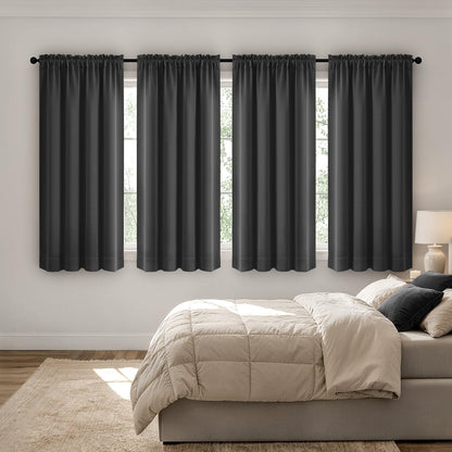 MIULEE Black Blackout Curtains 63 Inch Length for Bedroom Set of 4 Panels