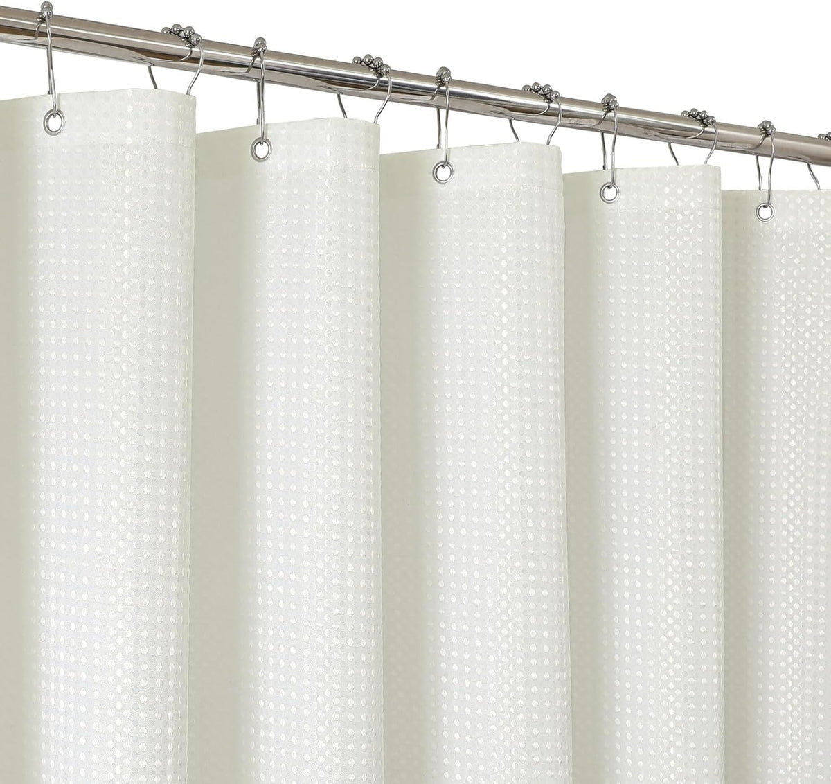 2-in-1 Waterproof Fabric Shower Curtain - No Separate Liner Needed, Hotel-Style Waffle Weave, Effortless Cleaning & Washable Bathroom Shower Curtain Set,72Wx72H,White
