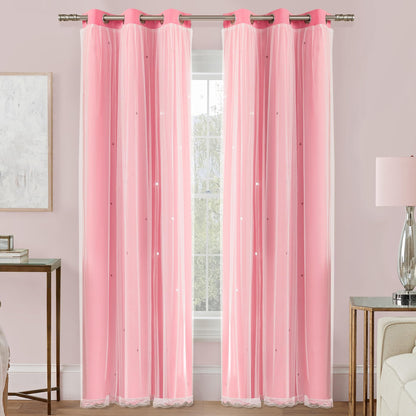 XiDi Curtains for Girls Bedroom Decor, Rainbow Blackout Curtains for Kids/Little Girl Room Decor, Unicorn Wall Decals,Pink Purple Green,63 x 34 inches,1 Panel